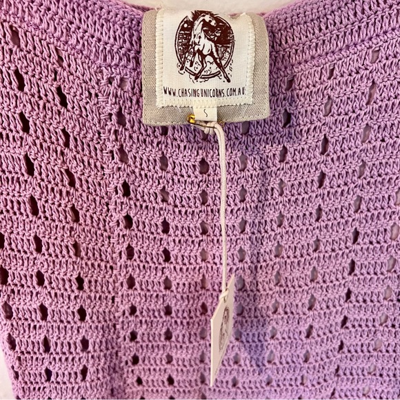 Chasing Unicorns Feels Like Love Crochet Midi Skirt Orchid NWT Small - Picture 9 of 11